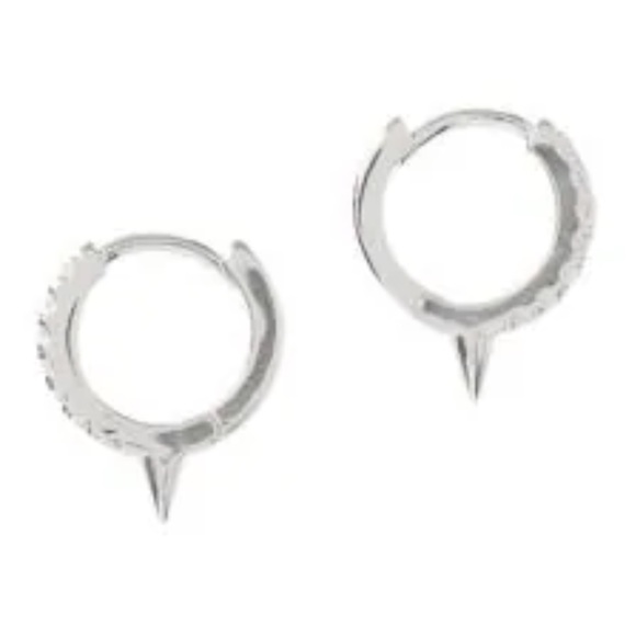 Liars & Lovers Crystal Spike Hoop Earrings NWT Silvertone - Picture 3 of 6